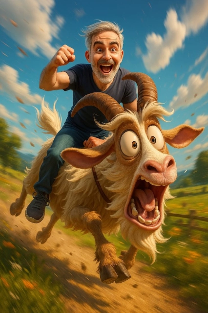 Experience Thrilling Adventures by Swapping Faces with a Goat