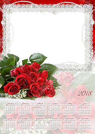 Calendar2018 Bunch of red roses photo frame - Calendar2018 Bunch of red roses photo frame
