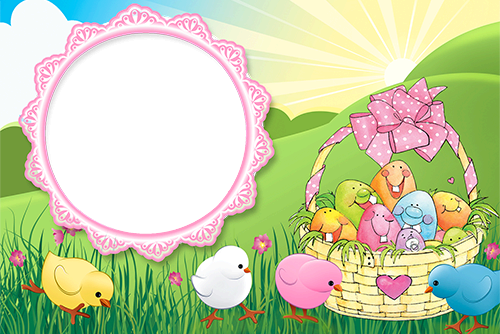Cute Easter chicks and funny Easter eggs photo frame - Cute Easter chicks and funny Easter eggs photo frame