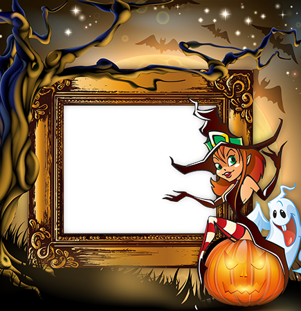 Halloween Witch is having a rest photo frame - Halloween Witch is having a rest photo frame