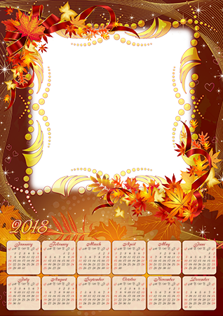 Calendar2018 Magic Autumn leaves photo frame