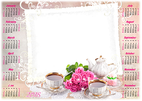 Calendar2018 Tea with a cake photo frame