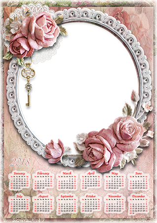 Calendar2018 Vintage romance photo frame