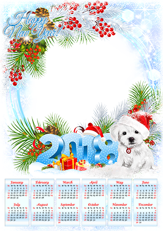 Calendar2018 With a puppy photo frame