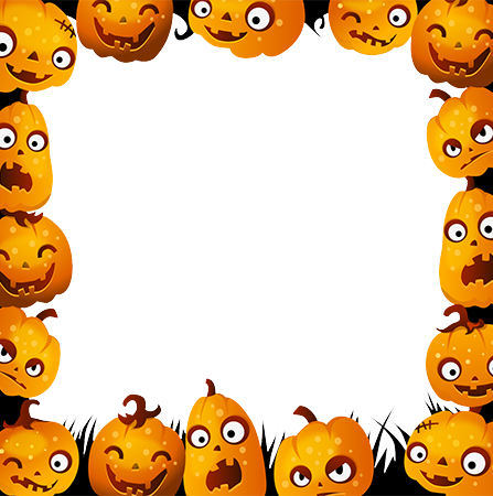 Halloween border with angry pumpkins photo frame